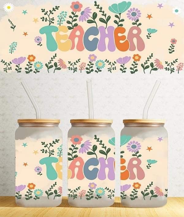 Teacher 16oz Libby cups - Imogen & Mummy Designs