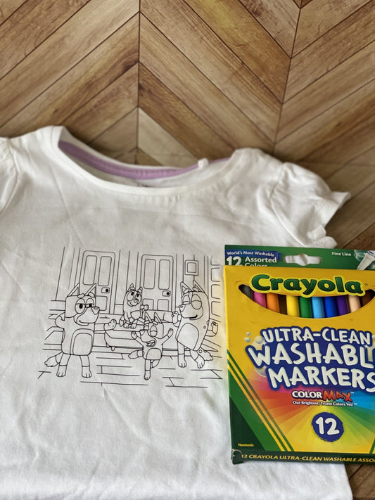 Kids family Washable Colouring Tops - Imogen & Mummy Designs