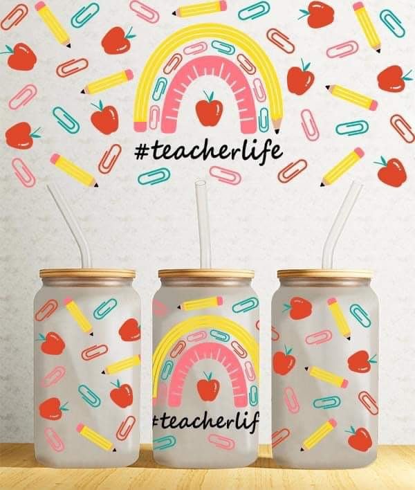 Teacher 16oz Libby cups - Imogen & Mummy Designs