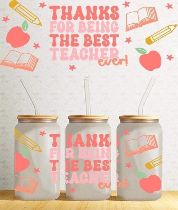 Teacher 16oz Libby cups - Imogen & Mummy Designs