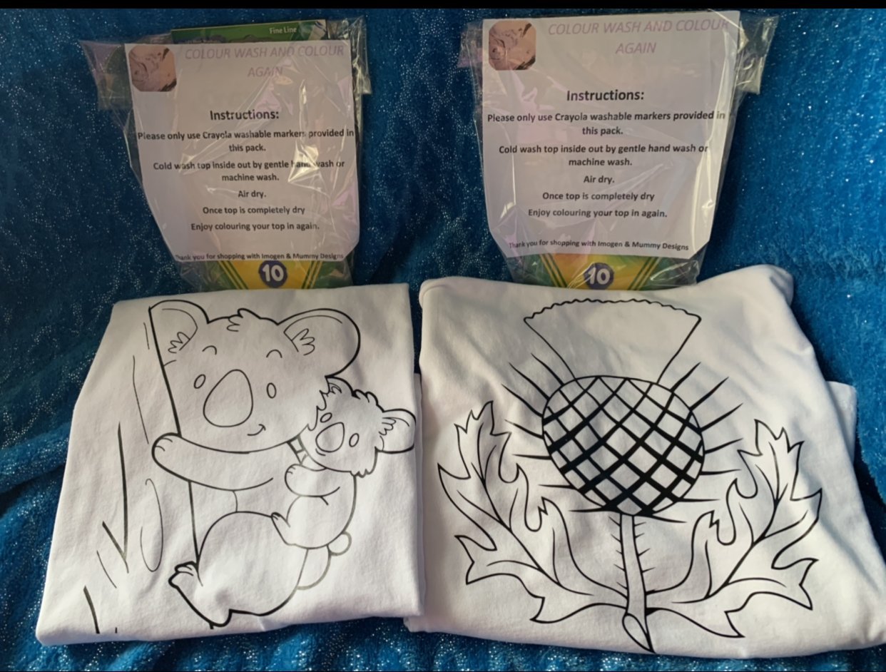 Washable Colour in t-shirt - Imogen & Mummy Designs